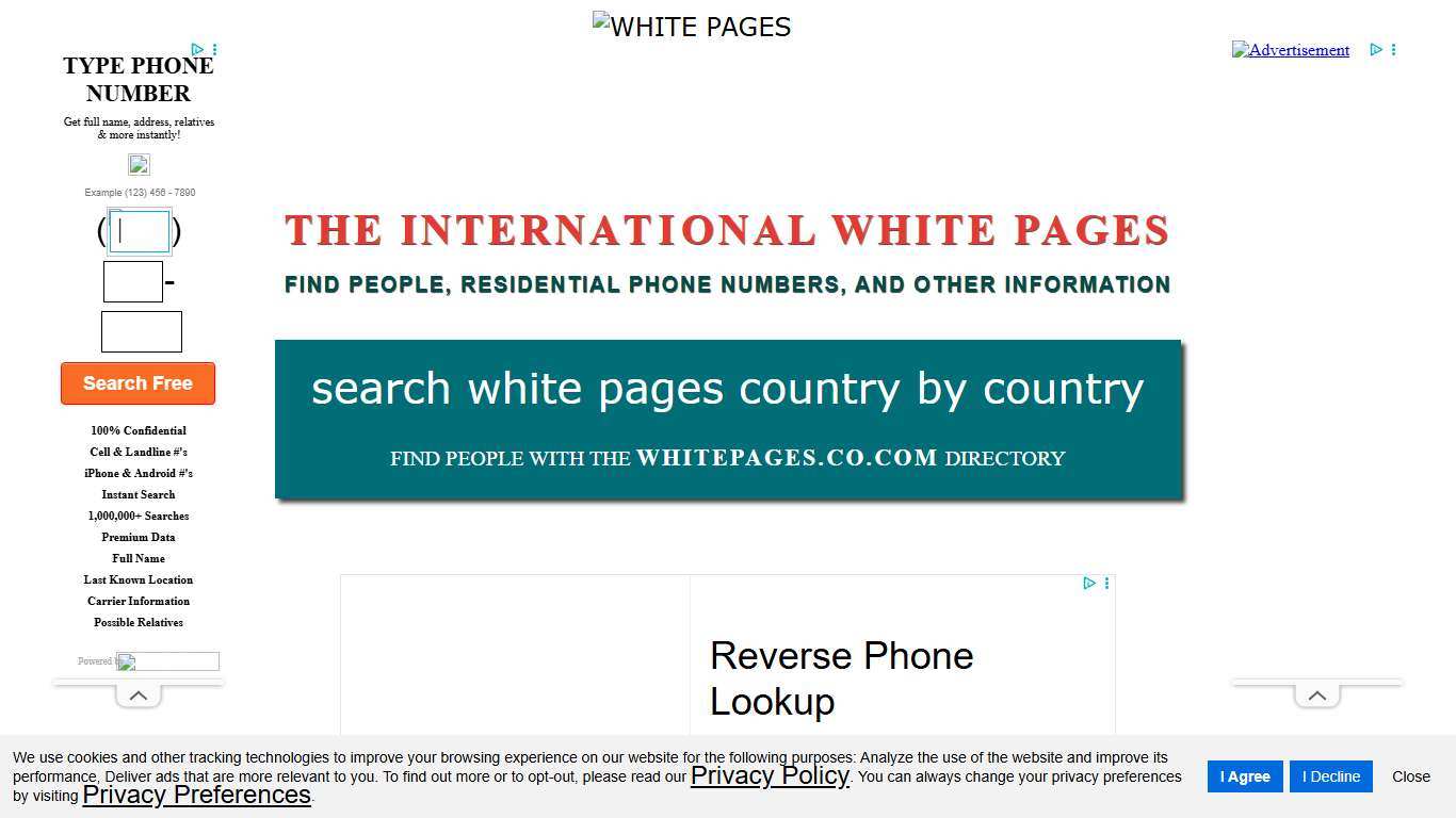 White Pages Directory Lookup