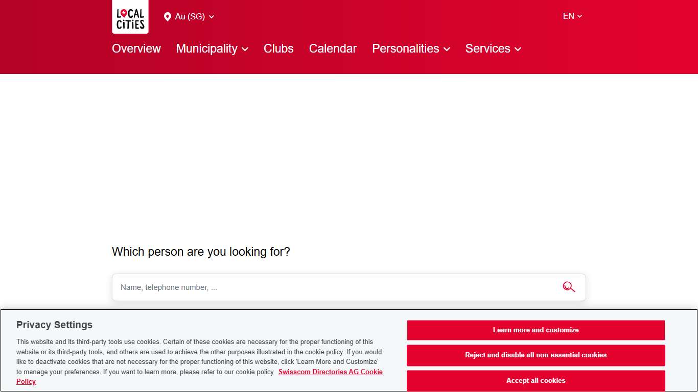 Phone book for Au (SG) – The white pages for your municipality 2026 Localcities